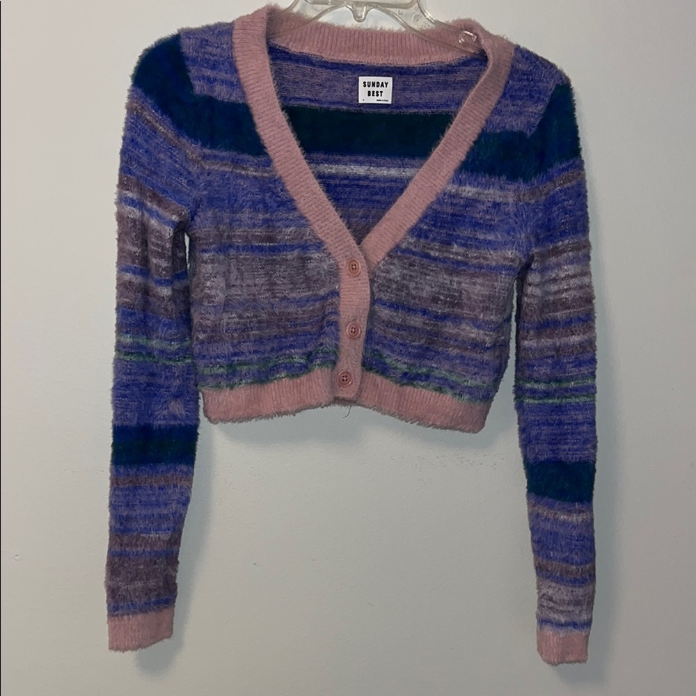 Sunday Best Striped Cropped Cardigan XS